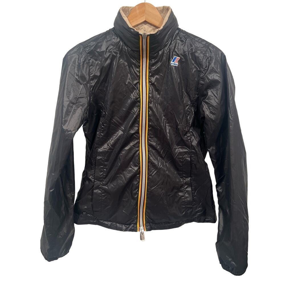 K-Way Kids Black Reversable Rain Jacket Hiking